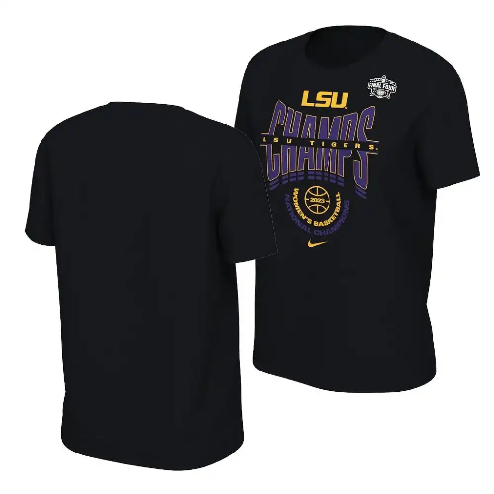 Women's LSU Tigers National Champions 2023 Locker Room Black NCAA Basketball T-Shirt